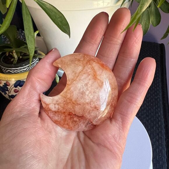 Fire Quartz Crystal Crescent‎ Moon (2) - Picture 2 of 11